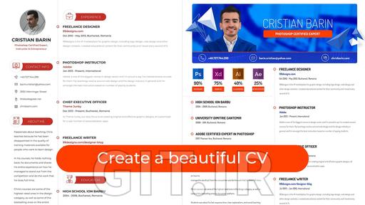 ایجاد CV (رزومه) زیبا در فتوشاپ - 2 نسخه